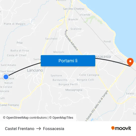 Castel Frentano to Fossacesia map
