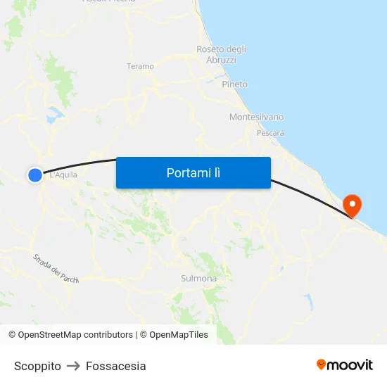 Scoppito to Fossacesia map