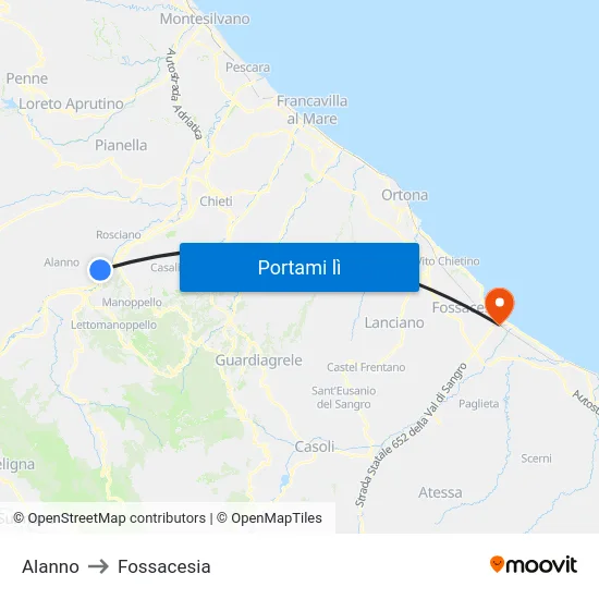 Alanno to Fossacesia map