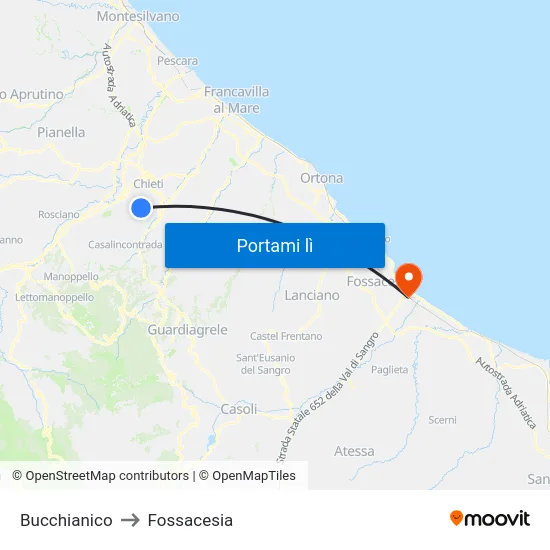 Bucchianico to Fossacesia map