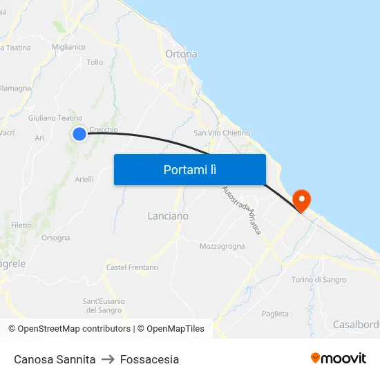 Canosa Sannita to Fossacesia map