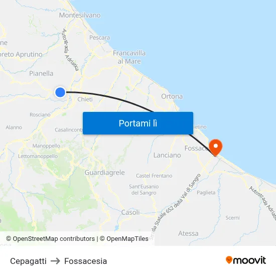Cepagatti to Fossacesia map