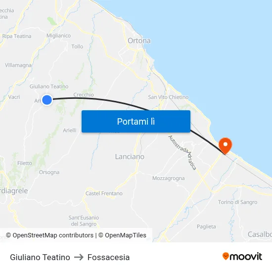 Giuliano Teatino to Fossacesia map