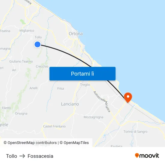 Tollo to Fossacesia map