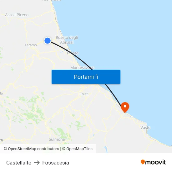 Castellalto to Fossacesia map