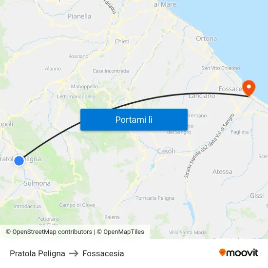 Pratola Peligna to Fossacesia map