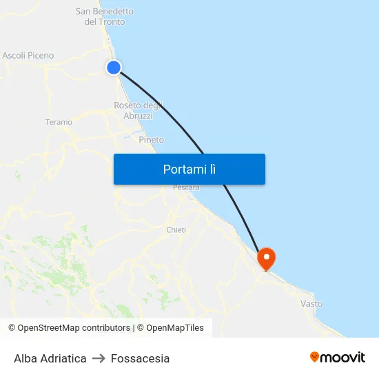 Alba Adriatica to Fossacesia map