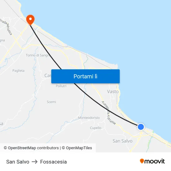 San Salvo to Fossacesia map