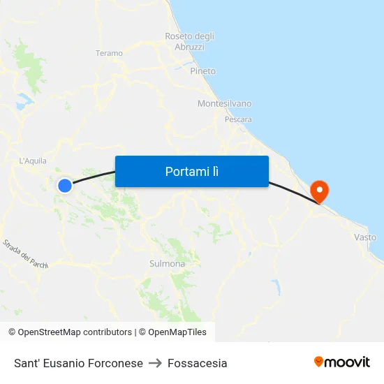 Sant' Eusanio Forconese to Fossacesia map