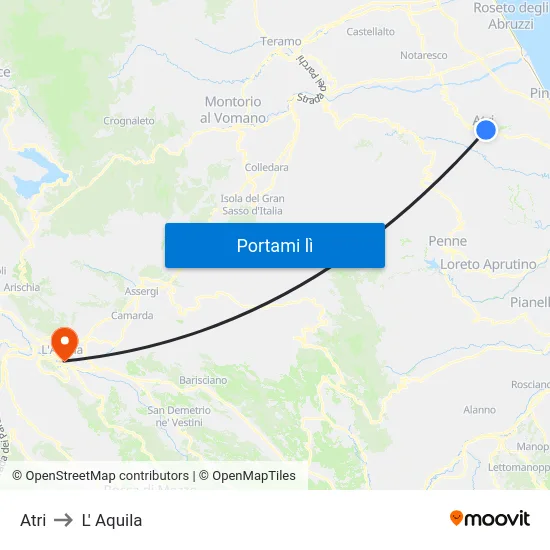 Atri to L' Aquila map