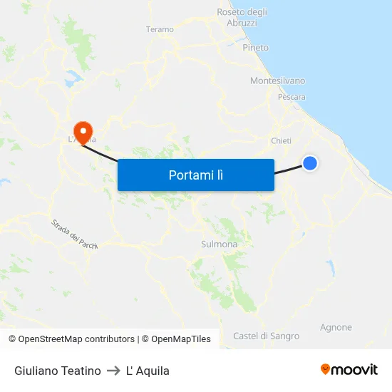 Giuliano Teatino to L' Aquila map