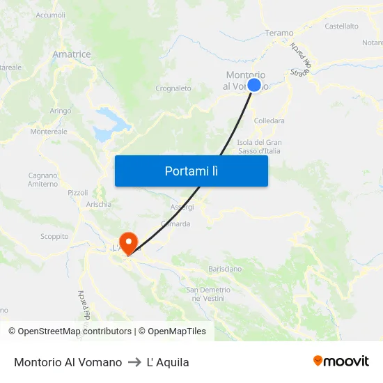 Montorio Al Vomano to L' Aquila map