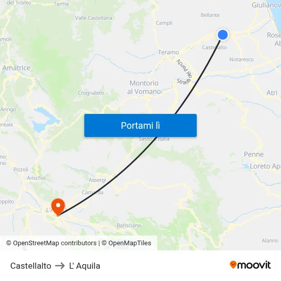 Castellalto to L' Aquila map