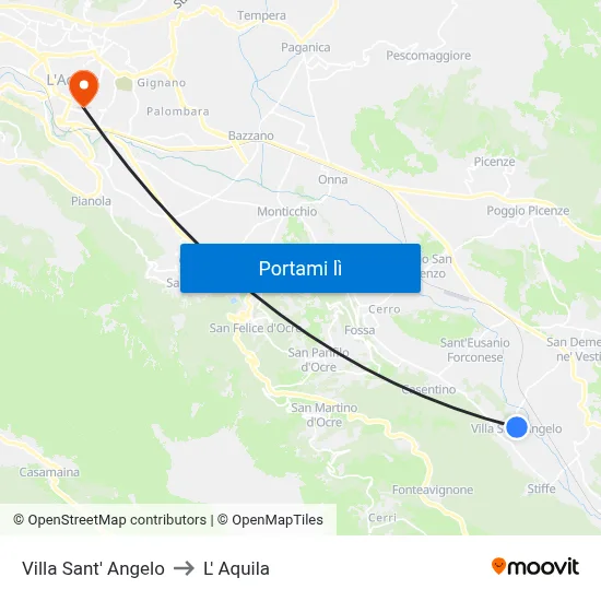 Villa Sant' Angelo to L' Aquila map