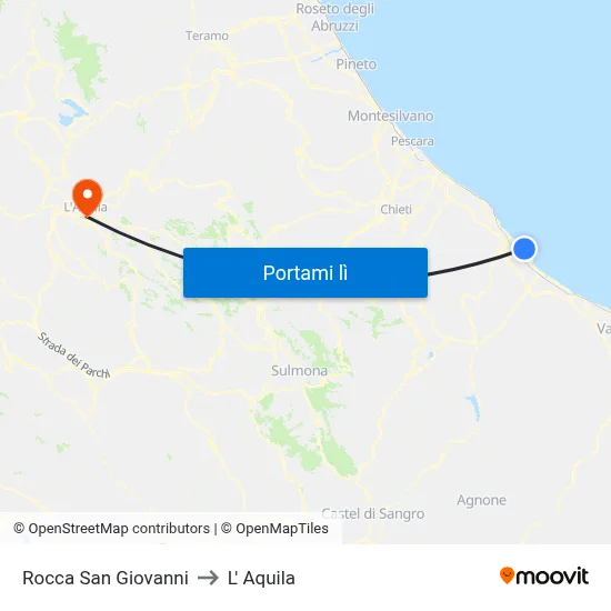 Rocca San Giovanni to L' Aquila map