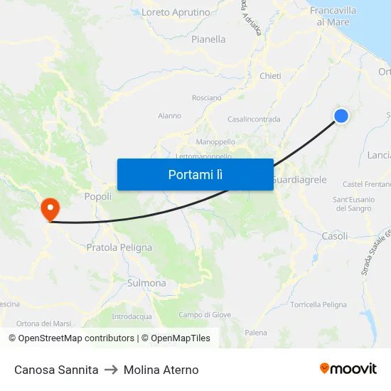 Canosa Sannita to Molina Aterno map