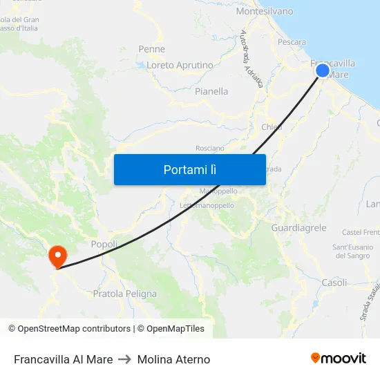 Francavilla Al Mare to Molina Aterno map