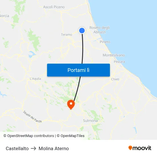 Castellalto to Molina Aterno map