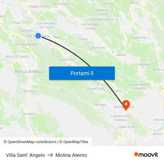 Villa Sant' Angelo to Molina Aterno map