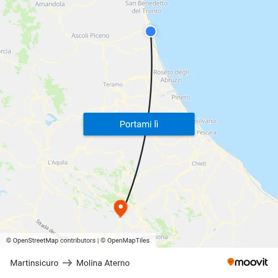 Martinsicuro to Molina Aterno map