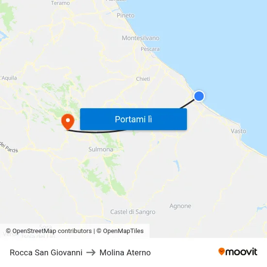 Rocca San Giovanni to Molina Aterno map