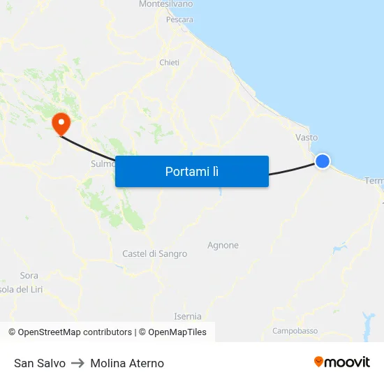 San Salvo to Molina Aterno map