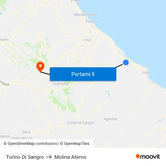 Torino Di Sangro to Molina Aterno map