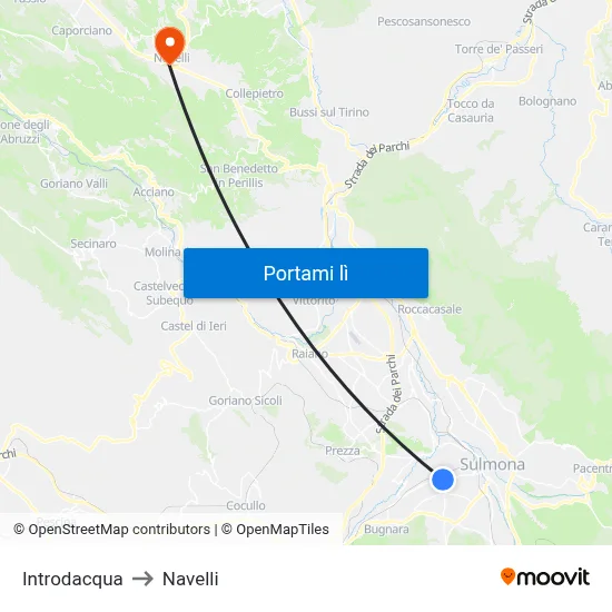 Introdacqua to Navelli map