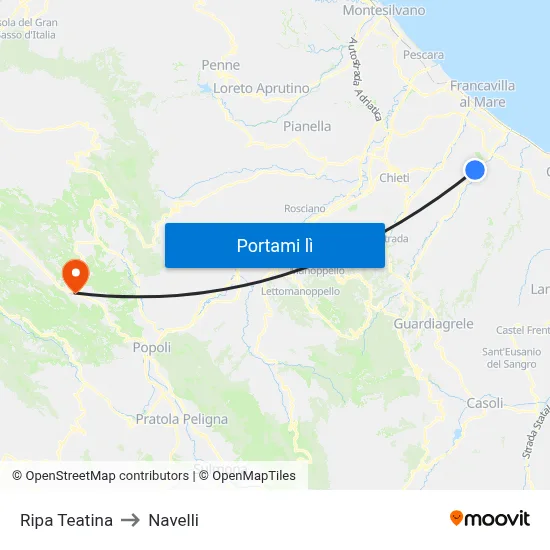 Ripa Teatina to Navelli map