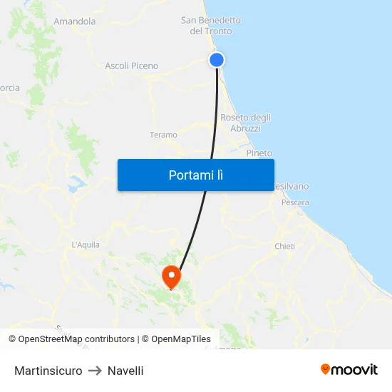 Martinsicuro to Navelli map