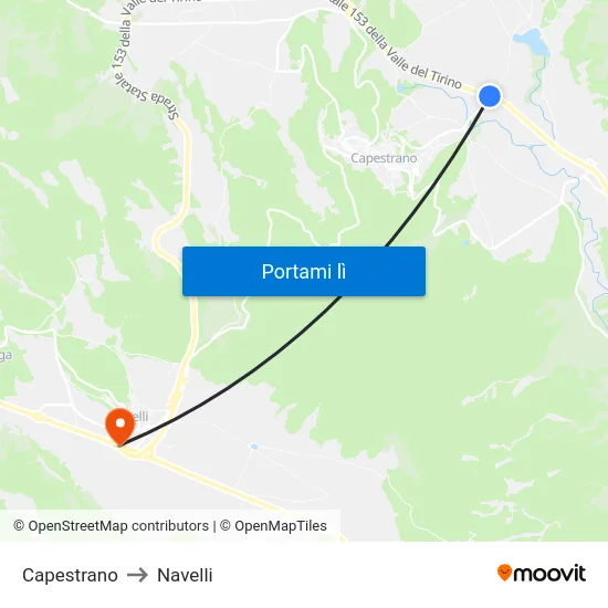 Capestrano to Navelli map