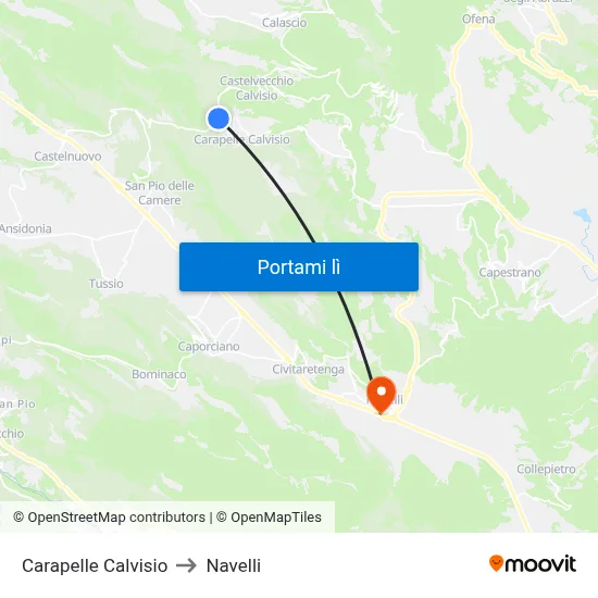 Carapelle Calvisio to Navelli map