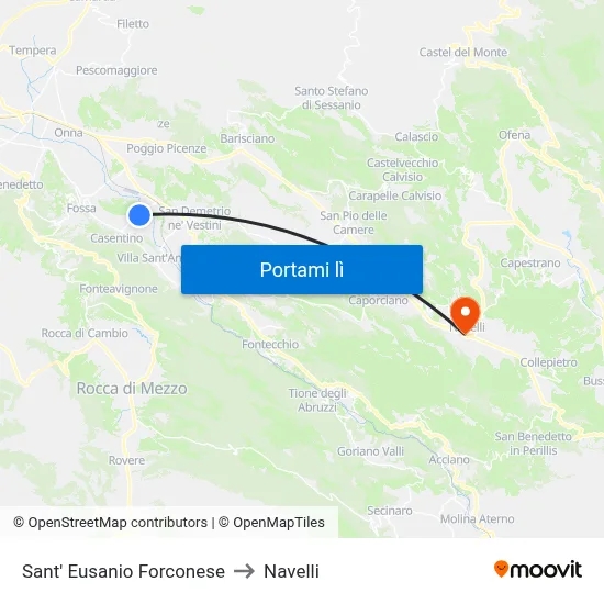 Sant' Eusanio Forconese to Navelli map