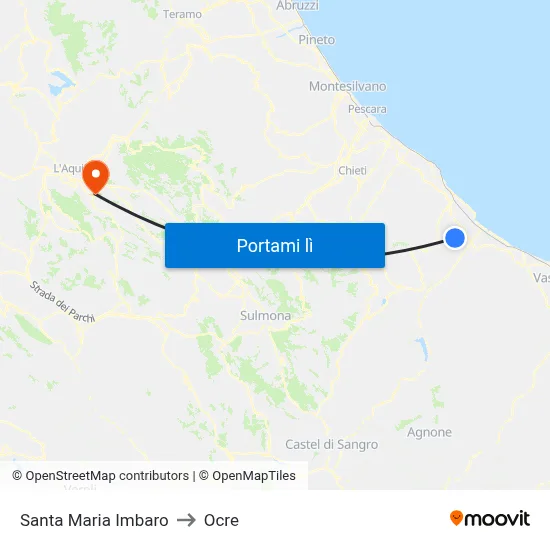 Santa Maria Imbaro to Ocre map