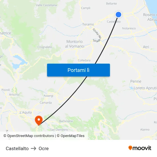 Castellalto to Ocre map