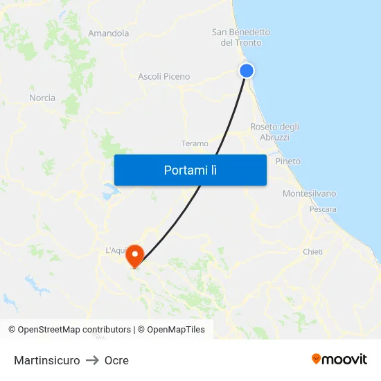 Martinsicuro to Ocre map