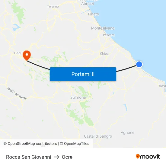 Rocca San Giovanni to Ocre map