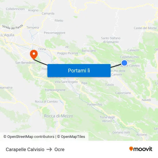 Carapelle Calvisio to Ocre map