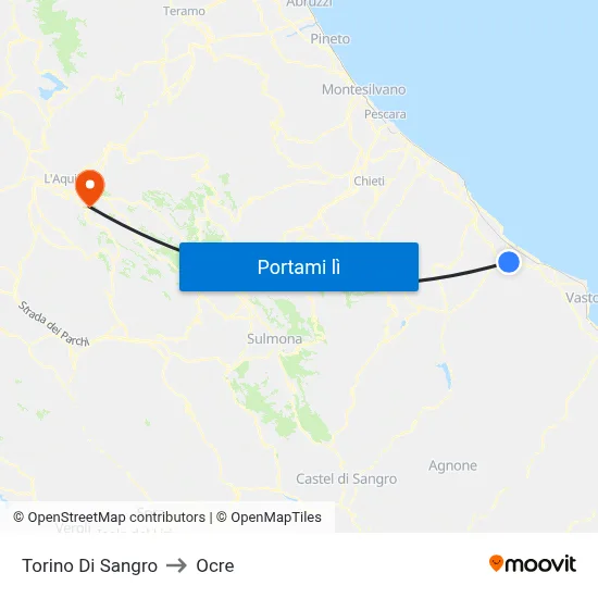 Torino Di Sangro to Ocre map