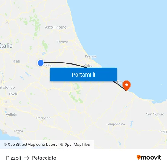 Pizzoli to Petacciato map
