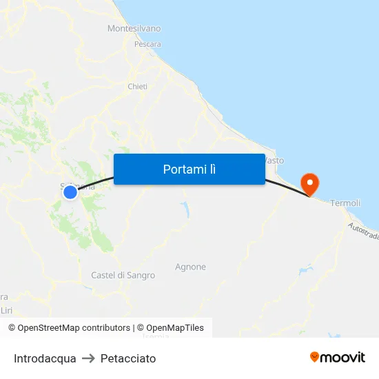 Introdacqua to Petacciato map
