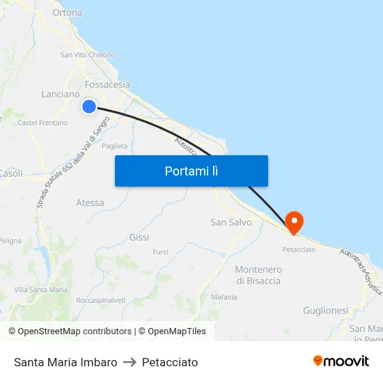 Santa Maria Imbaro to Petacciato map