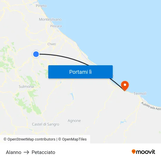 Alanno to Petacciato map