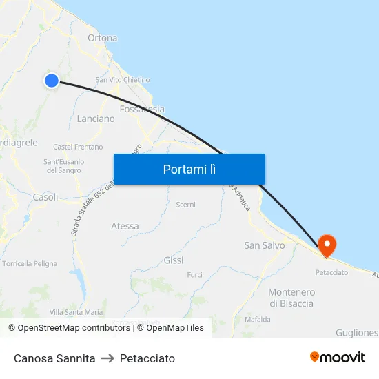 Canosa Sannita to Petacciato map