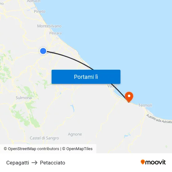 Cepagatti to Petacciato map