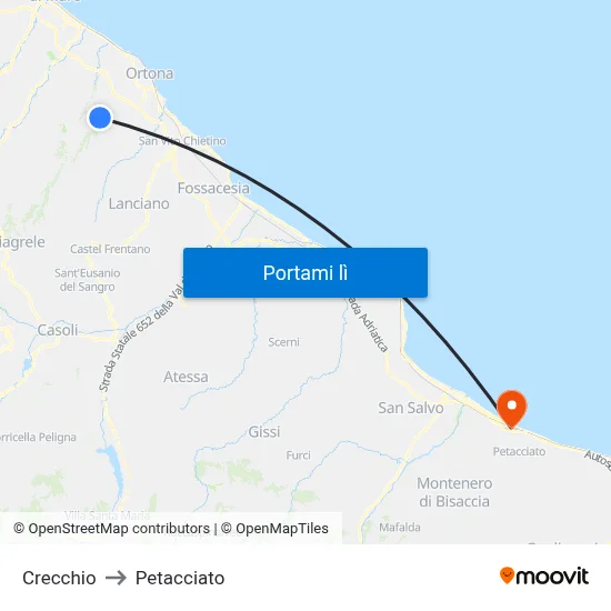 Crecchio to Petacciato map