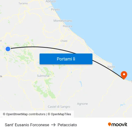 Sant' Eusanio Forconese to Petacciato map