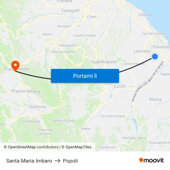 Santa Maria Imbaro to Popoli map