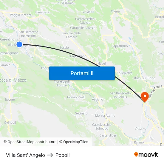 Villa Sant' Angelo to Popoli map