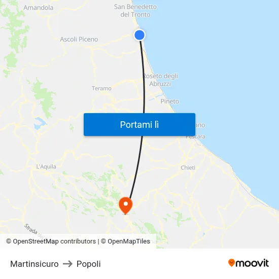 Martinsicuro to Popoli map